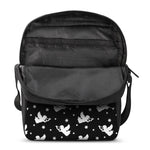 Black And White Angel Pattern Print Rectangular Crossbody Bag