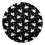 Black And White Angel Pattern Print Round Blanket