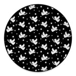 Black And White Angel Pattern Print Round Floor Mat