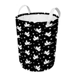 Black And White Angel Pattern Print Round Laundry Basket
