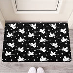 Black And White Angel Pattern Print Rubber Doormat