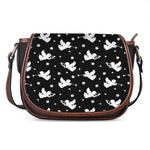 Black And White Angel Pattern Print Saddle Bag