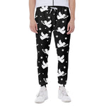 Black And White Angel Pattern Print Scuba Joggers