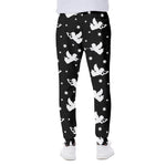 Black And White Angel Pattern Print Scuba Joggers