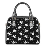 Black And White Angel Pattern Print Shoulder Handbag