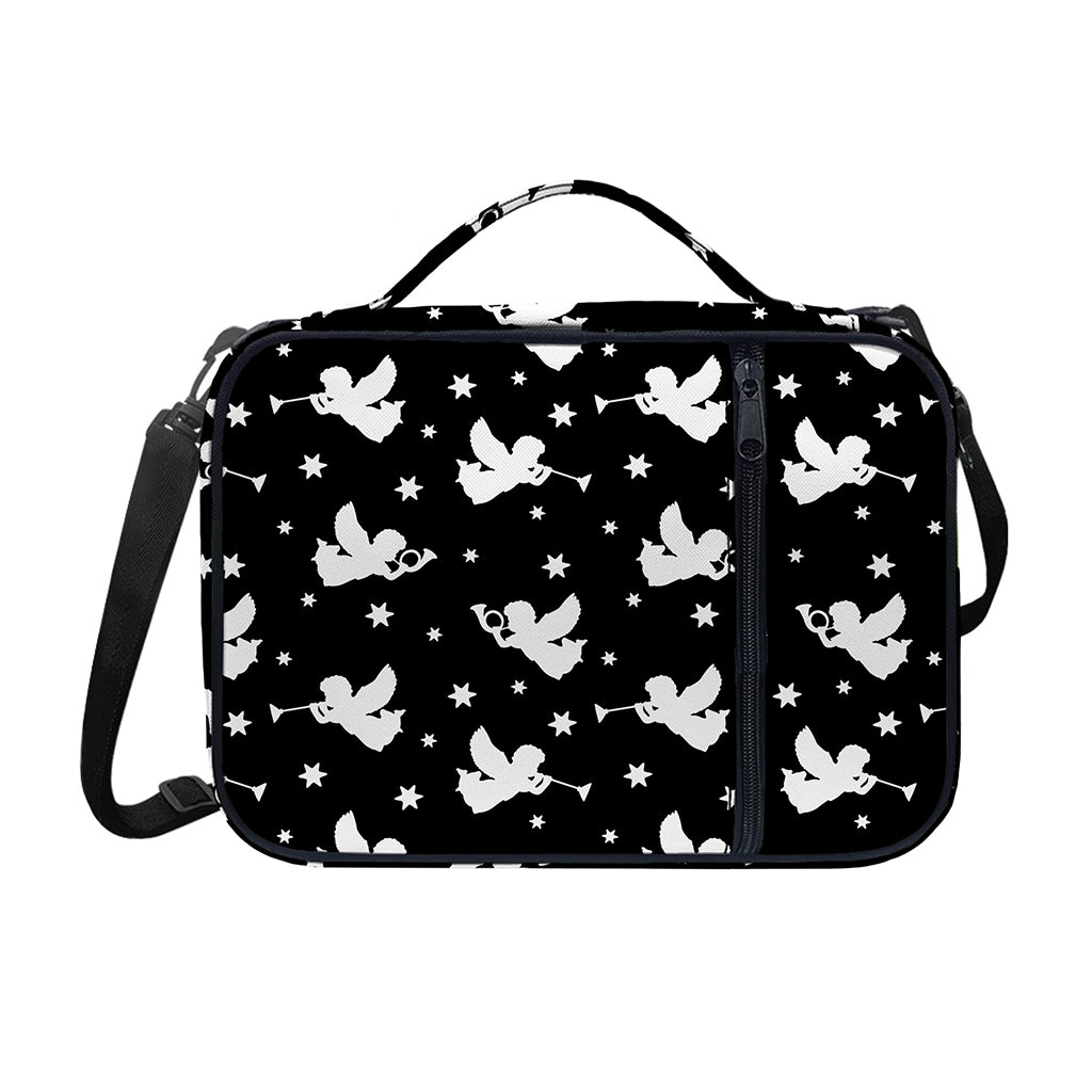 Black And White Angel Pattern Print Shoulder Strap Bible Bag