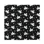 Black And White Angel Pattern Print Silk Bandana