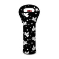 Black And White Angel Pattern Print Single Neoprene Wine Tote