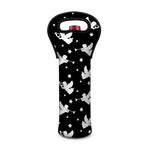 Black And White Angel Pattern Print Single Neoprene Wine Tote