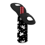 Black And White Angel Pattern Print Single Neoprene Wine Tote