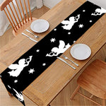 Black And White Angel Pattern Print Table Runner