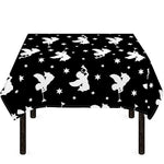 Black And White Angel Pattern Print Tablecloth
