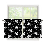 Black And White Angel Pattern Print Tier Curtains