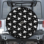 Black And White Angel Pattern Print Tire Cover With Camera Hole