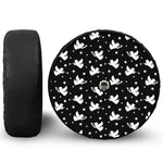 Black And White Angel Pattern Print Tire Cover With Camera Hole