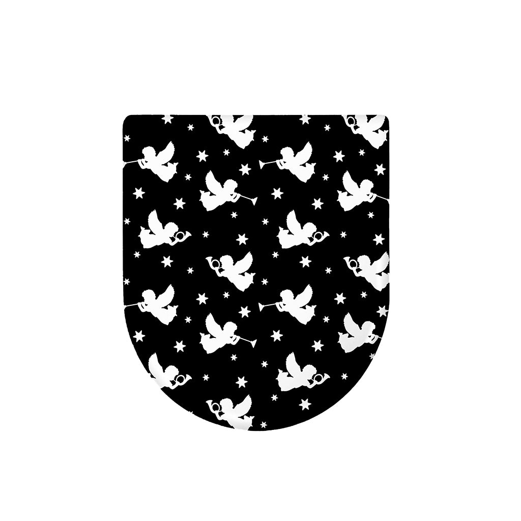 Black And White Angel Pattern Print Toilet Lid Cover