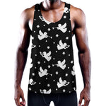 Black And White Angel Pattern Print Training Tank Top