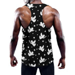 Black And White Angel Pattern Print Training Tank Top