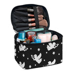 Black And White Angel Pattern Print Travel Makeup Bag