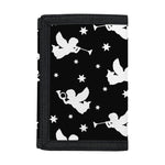 Black And White Angel Pattern Print Trifold Wallet