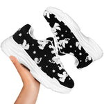 Black And White Angel Pattern Print White Chunky Shoes