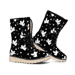 Black And White Angel Pattern Print Winter Boots