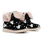 Black And White Angel Pattern Print Winter Boots
