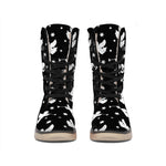 Black And White Angel Pattern Print Winter Boots