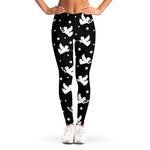 Black And White Angel Pattern Print Women's Leggings