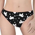 Black And White Angel Pattern Print Women's Thong