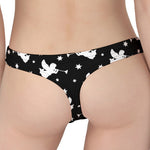 Black And White Angel Pattern Print Women's Thong