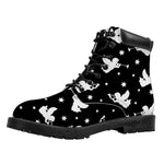Black And White Angel Pattern Print Work Boots