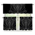 Black And White Aquarius Sign Print 3 Piece Kitchen Curtains