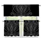 Black And White Aquarius Sign Print 3 Piece Kitchen Curtains