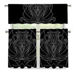 Black And White Aquarius Sign Print 3 Piece Kitchen Curtains