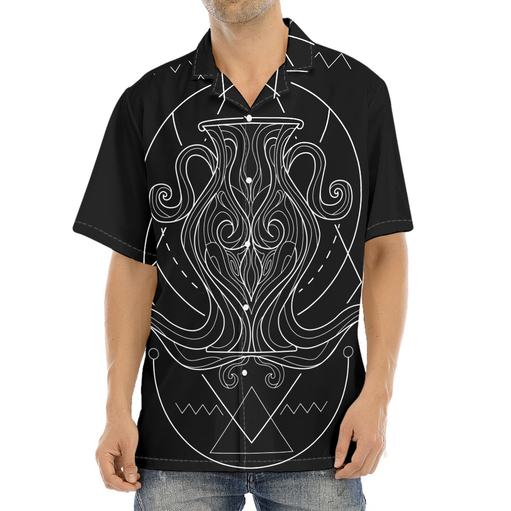 Black And White Aquarius Sign Print Aloha Shirt