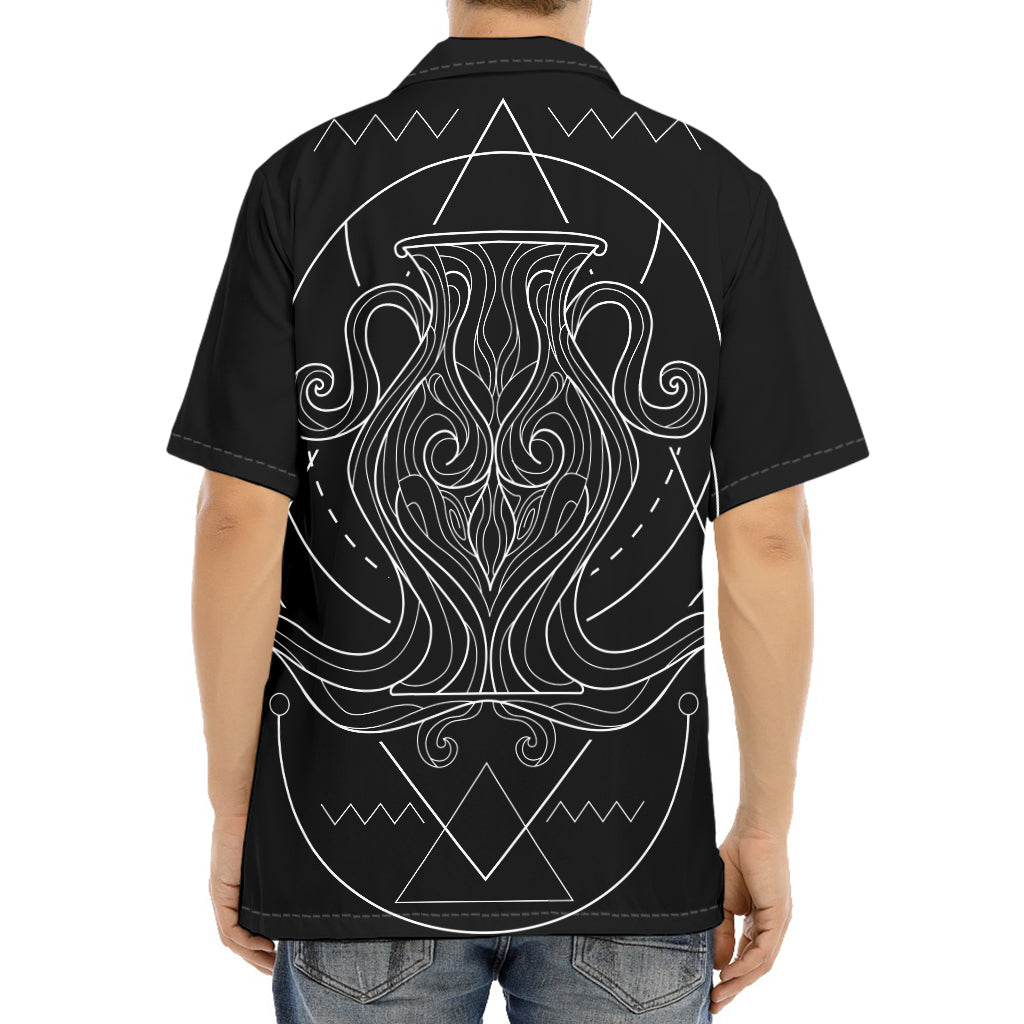 Black And White Aquarius Sign Print Aloha Shirt