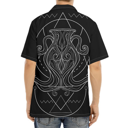 Black And White Aquarius Sign Print Aloha Shirt