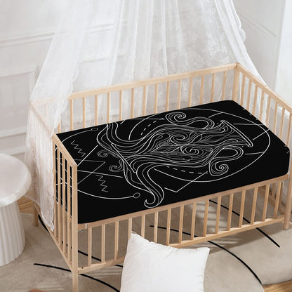 Black And White Aquarius Sign Print Baby Crib Sheet