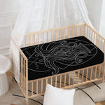 Black And White Aquarius Sign Print Baby Crib Sheet