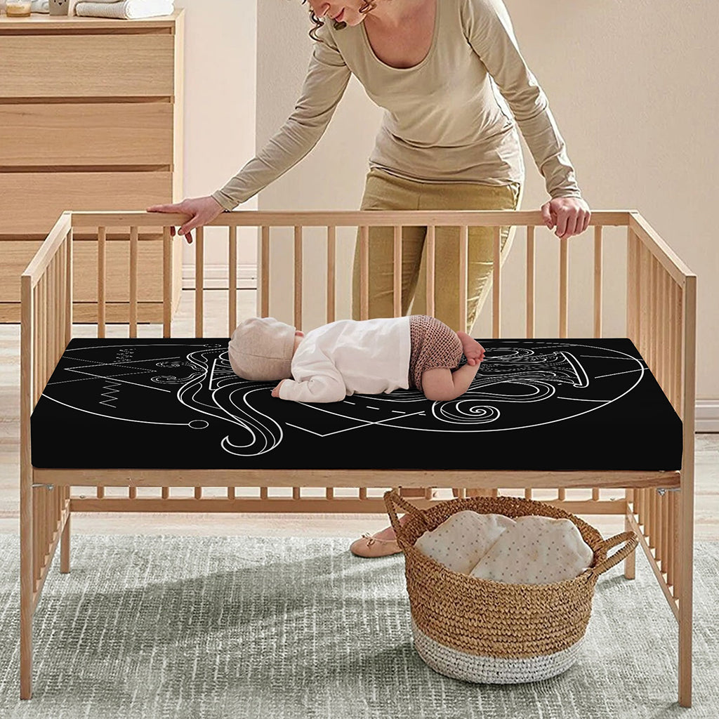 Black And White Aquarius Sign Print Baby Crib Sheet