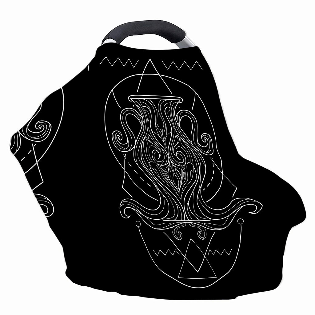 Black And White Aquarius Sign Print Baby Seat Cover