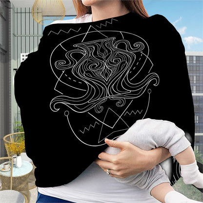 Black And White Aquarius Sign Print Baby Seat Cover