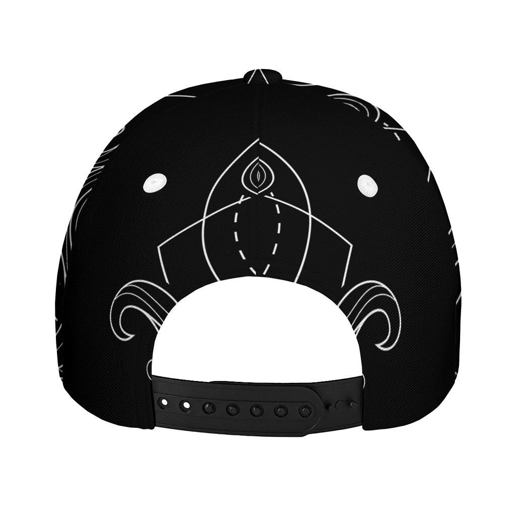 Black And White Aquarius Sign Print Baseball Cap