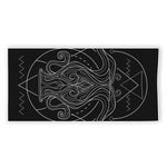 Black And White Aquarius Sign Print Beach Towel