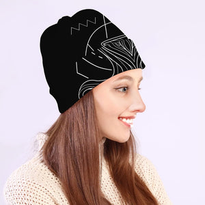 Black And White Aquarius Sign Print Beanie