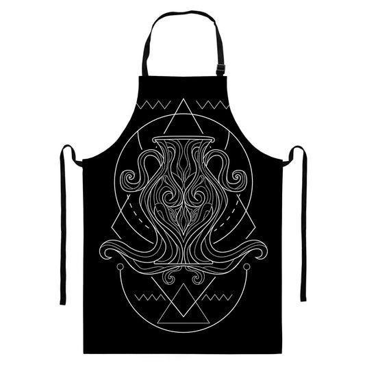 Black And White Aquarius Sign Print Bib Apron With Pocket