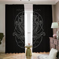 Black And White Aquarius Sign Print Dimout Pencil Pleat Curtains