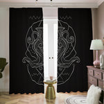 Black And White Aquarius Sign Print Blackout Pencil Pleat Curtains