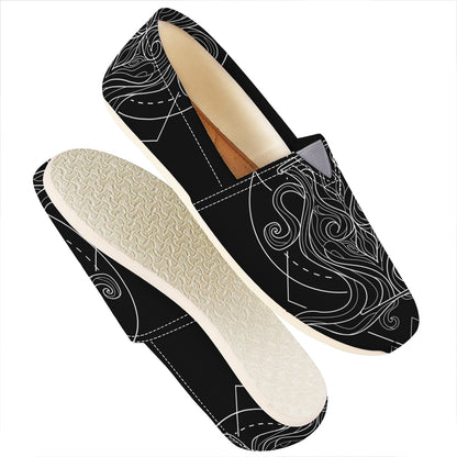 Black And White Aquarius Sign Print Casual Shoes
